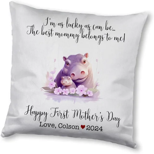 Vista 7 de Generic Custom Mama Hippopotamus with Childs, First Mother's Day Custom Pillowcase, Personalized Mother's Day Pillowcase, Gift for Mom, Home Decor