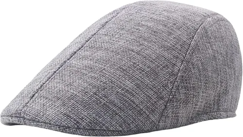Vista 13 de meioro Gorra plana de verano para hombre, tejido de paja de lino, de algodón, transpirable, Gatsby Irish Cabbie Ivy Cap Caqui