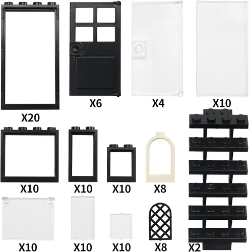 Vista 3 de Set de Ventanas y Puertas para Interior Decoración Accesorios Kit de Bloques de Construcción MOC 118 Piezas y Partes Compatibles con Principales