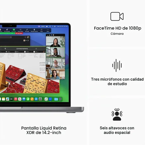 Vista 6 de Apple Laptop MacBook Pro 2023 con chip M3, CPU 8 núcleos, GPU 10 núcleos, para Apple Intelligence, Liquid Retina XDR 14.2 pulgadas, memoria Gris