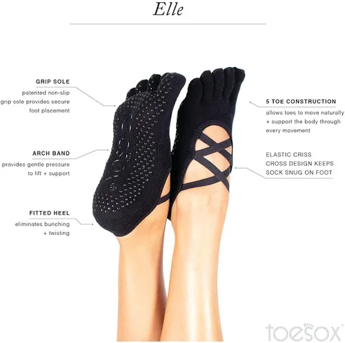 Vista 3 de toesox Grip Pilates Barre - Calcetines antideslizantes Elle de punta completa para yoga y ballet