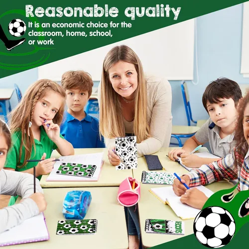 Vista 5 de 24 piezas de recuerdos de fiesta de fútbol, mini cuadernos de fútbol, diario en espiral, bloc de notas de competencia, profesores, escuela, aula