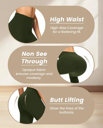 Vista 4 de NexiEpoch - Paquete de 4 leggings para mujer, pantalones capri de yoga de cintura alta con control de abdomen suave en negro, con bolsillos