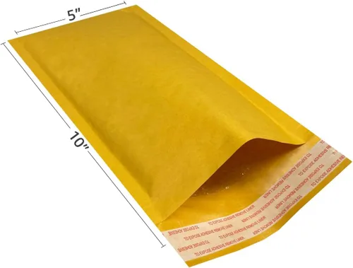 Vista 2 de 100 sobres de papel kraft con burbujas de 5 x 10 pulgadas – #00 bolsas acolchadas autosellantes