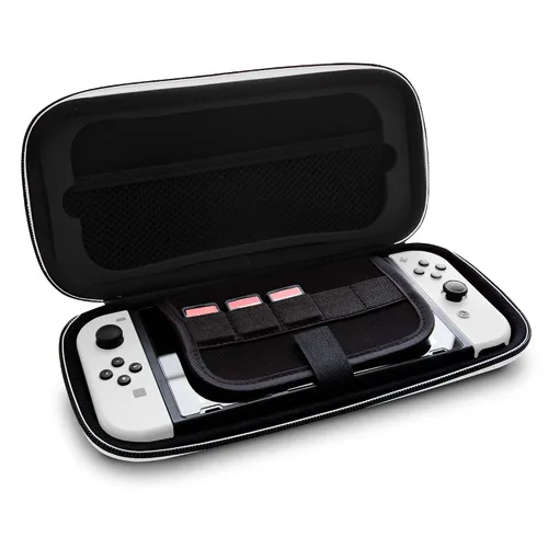 Vista 8 de 4Gamers Hard Shell Travel Case Black & White - Compatible with Nintendo Switch, Lite & OLED