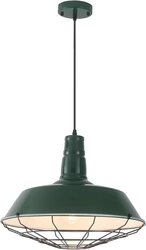 Vista 9 de Lámpara colgante negra de granja, luces colgantes grandes de 18.1 pulgadas, isla de cocina, lámpara colgante industrial con jaula de alambre, luz