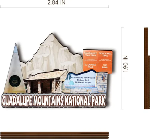 Vista 3 de Imán de madera del Parque Nacional de las Montañas de Guadalupe de los Estados Unidos 3D para nevera, recuerdos coleccionables, decoraciones
