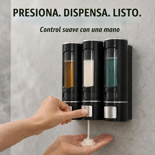 Vista 5 de Dispensador de champú y acondicionador de 3 cámaras sin taladro