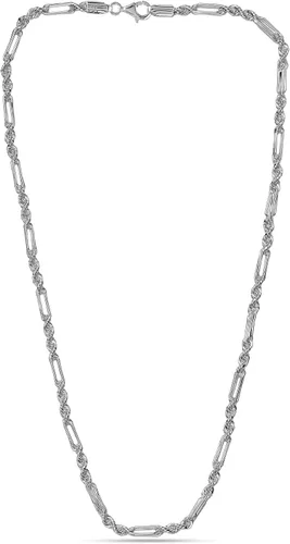 Vista 2 de LeCalla Joyería italiana de plata de ley 925 de 0.138 in hecha a mano Milano Figaro Cadena Cadena Collar para hombres y mujeres