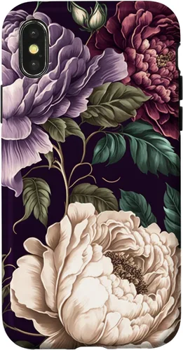 Vista 4 de Elegant Blush Pink & Purple Vintage Floral Rose & Peony Case for iPhone 17