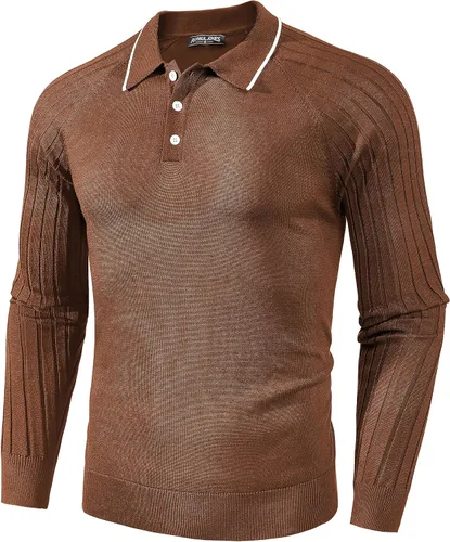 Vista 5 de PJ PAUL JONES Suéter tipo polo de punto con mangas raglán para hombre