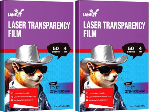 Vista 10 de Uinkit OHP Película de transparencia de 4 x 6 pulgadas, 50 hojas, hojas de transparencia láser 100% transparente para impresora láser y copiadora