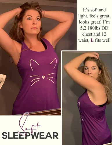 Vista 4 de Avidlove Camisón sin mangas para mujer, camiseta de dormir con espalda cruzada, sin mangas, ropa de dormir