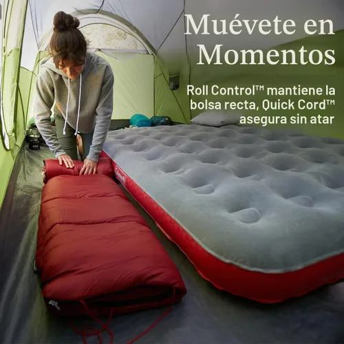 Vista 4 de Coleman Flatlands 30/40/50°F Sleeping Bag, Made from 100% Recycled Material, Big & Tall Options, Cool-Weather Sleeping Bag for Camping, Sleepovers