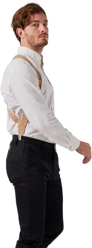 Vista 3 de Tirantes elásticos con clip en la espalda en X para hombre, 2 clips para uso formal e informal