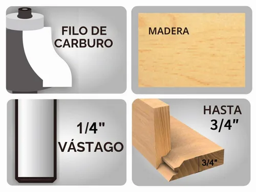 Vista 3 de Broca de rebajadora de 45°, herramientas profesional para corte de madera