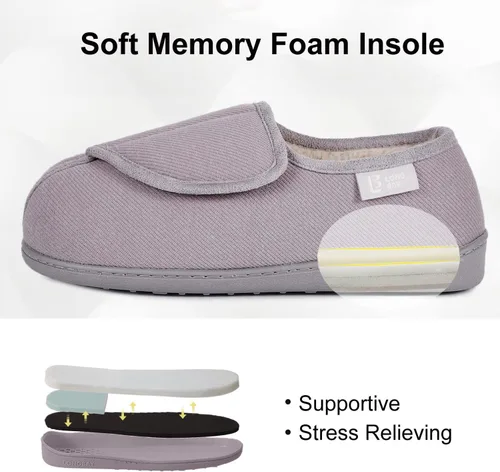 Vista 4 de LongBay Pantuflas ajustables para mujer, de espuma viscoelástica, cómodas, anchas, para diabéticos, para casa, Edema, neuropatía ortopédica