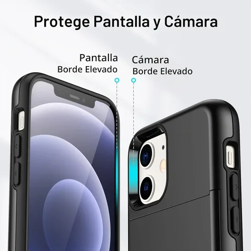 Vista 6 de JETech Funda tipo cartera para iPhone 12/12 Pro, color negro