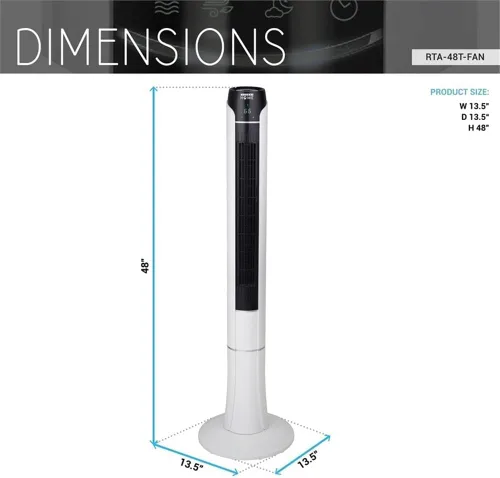 Vista 4 de Pemberly Row Ventilador de torre contemporáneo de 48" con control remoto y pantalla LED