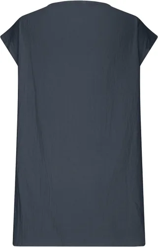Vista 3 de Camisas de talla grande para mujer, de algodón, lino, sueltas, manga casquillo, cuello redondo, dobladillo irregular, blusas sin botones