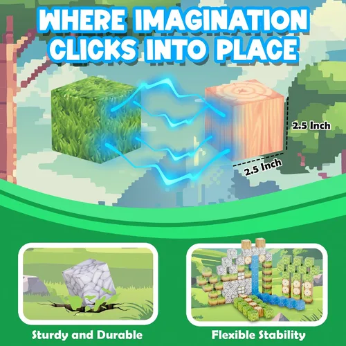 Vista 4 de Contixo Juguetes magnéticos para niños – ST1 150 piezas de azulejos magnéticos, bloques de construcción 3D, creatividad de construcción STEM