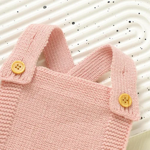 Vista 7 de Douhoow Overol de punto para bebé y niña, suéter con tirantes y pantalones, trajes de otoño e invierno