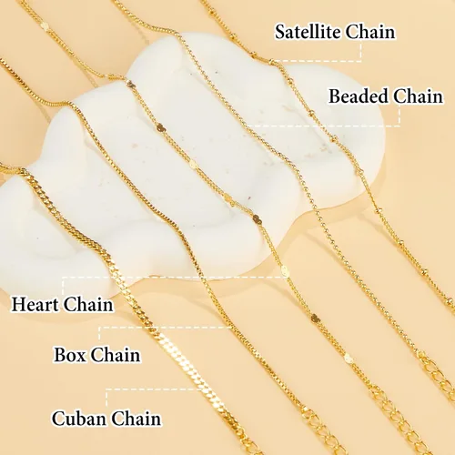 Vista 6 de Delicadas pulseras de oro para mujer, joyería de cadena de oro real de 14 quilates para mujer, impermeables, apilables, delgadas, con clip de papel