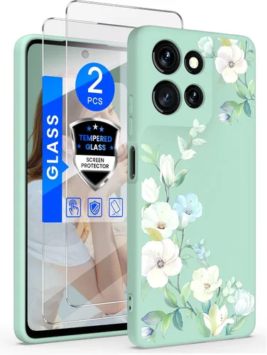 Vista 15 de Yucenx Funda para Motorola Moto G 5G 2024 de 6.6 pulgadas, funda de silicona líquida floral para niñas y mujeres, a prueba de golpes, antiarañazos