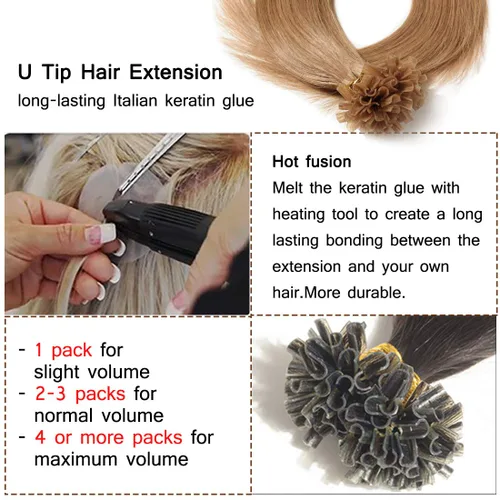 Vista 95 de SEGO Extensiones de cabello humano con micro cuentas, extensiones de cabello humano con micro bucle, lacio, natural, fusión fría, 1.76 oz/paquete