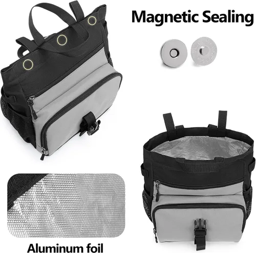 Vista 2 de PGmoon Bolsa de tiza grande para escalada en roca y boulder con forro de papel de aluminio, cierre magnético, múltiples bolsillos, 2 soportes