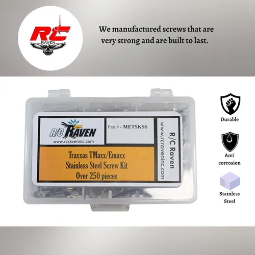 Vista 5 de Kit de tornillos RC para T-Maxx o E-Maxx con más de 250 piezas de acero inoxidable RC kit de herramientas para automóvil que incluye tornillos