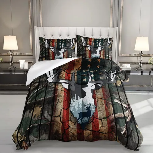 Vista 35 de HOSIMA Juego de edredón de decoración gótica, patrón de calaveras de polilla de la muerte, juego de cama de Halloween tamaño Queen para decoración