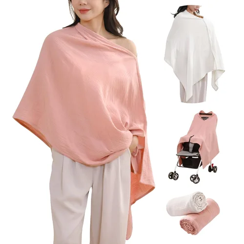 Vista 10 de TADO MUSLIN Paquete de 2 fundas de muselina para lactancia materna, 100% algodón orgánico, para mamá, delantal de lactancia de privacidad, suave