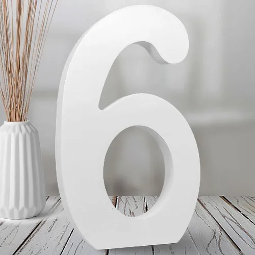 Vista 10 de AOCEAN Números de madera blanca de 8 pulgadas, número de madera sin terminar para pared, números decorativos de pie, rebanadas, decoración