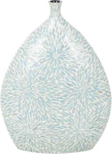 Vista 16 de Deco 79 Jarrón decorativo de nácar hecho a mano, mosaico, inspirado en flores, florero para decoración del hogar, 11 x 11 x 22 pulgadas, negro