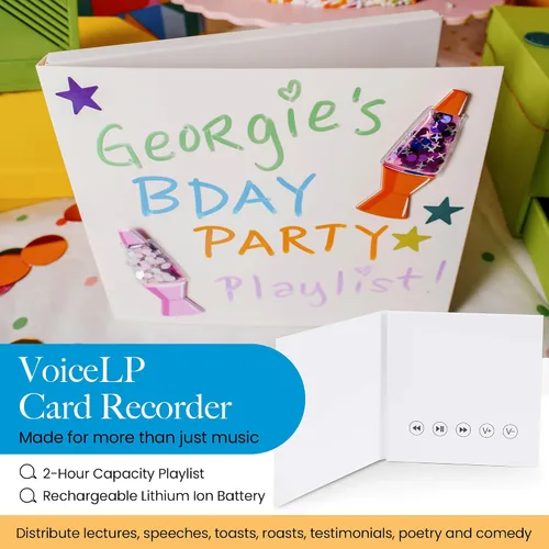 Vista 4 de VoiceGift VoiceLP - Reproductor de audio y música digital MP3 y WAV, color blanco Tarjeta de felicitación de reproducción de audio para mixtapes
