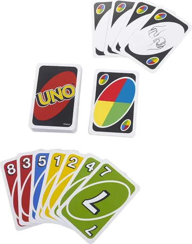 Vista 5 de Mattel Games Juego de 3 juegos de cartas con UNO, Phase 10 y ONO 99, diversión de viaje para niños y noches familiares con caja de lata