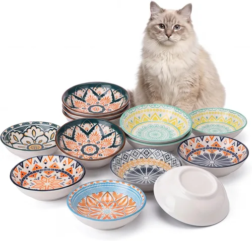 Vista 7 de Paquete de 12 cuencos de cerámica para gatos de 3.8 pulgadas