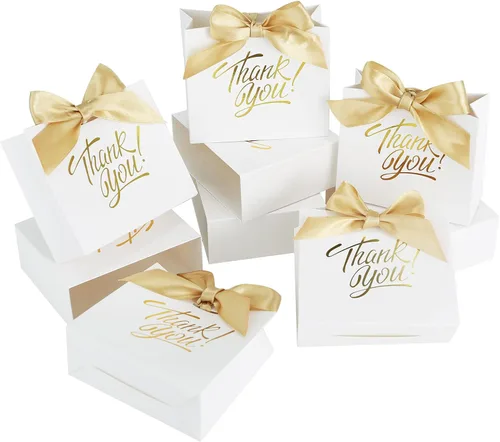 Vista 10 de KPOSIYA Bolsas de regalo pequeñas, paquete de 50 bolsas pequeñas de agradecimiento de 4.5 x 1.8 x 3.9 pulgadas, bolsa de regalo para fiesta, cajas