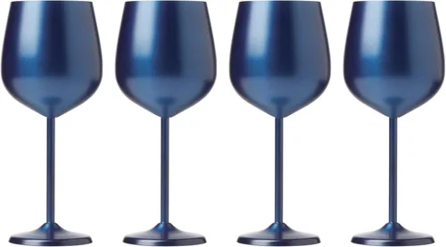 Vista 9 de Cambridge Silversmiths - Juego de 4 copas de vino de una sola pared con forma de globo negro cepillado de 12 onzas