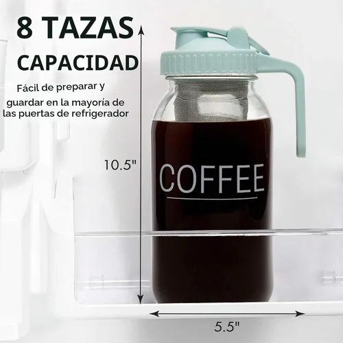 Vista 8 de Primula Mason Jar - Cafetera helada con filtro de acero inoxidable y tapa fácil de verter, jarra de vidrio duradera que se adapta a la mayoría