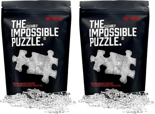 Vista 9 de The Clearly Impossible Puzzle ® - Rompecabezas de 100 piezas - Clear Difficult - Piezas de borde falso - Rompecabezas duro transparente - 100 piezas