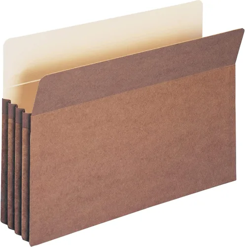 Vista 2 de Smead Bolsillo para archivo, pestaña de corte recto, expansión de 3-1/2", tamaño legal, cuerda roja, 25 por caja (74224)