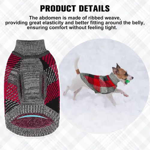 Vista 4 de BEAUTYZOO Suéter para Perro Pequeño Hembra Macho, Suéter Pullover de Cuello Alto de Forro Polar para Perro, Suéter de Punto Suave Cálido y Lindo