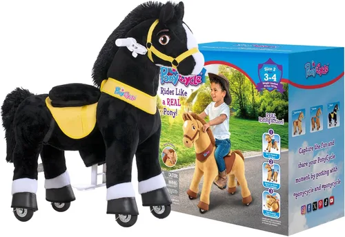 Vista 9 de PonyCycle Juguetes para montar Caballo negro esencial Modelo E (con freno/ 76 cm de altura/Tamaño 3) Pony Rider Animales caminantes Caballo balancín