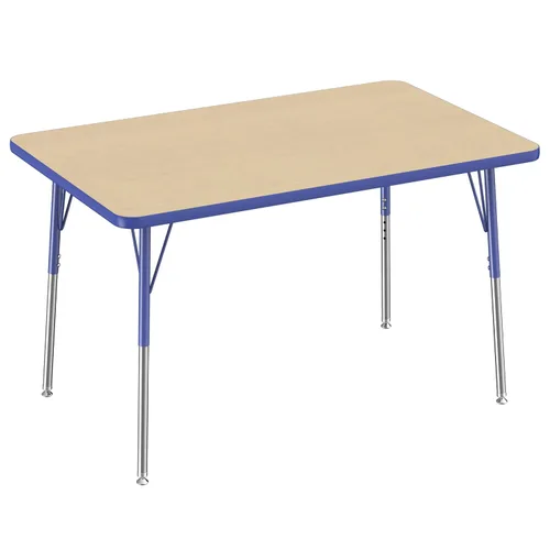 Vista 204 de FDP - Mesa rectangular para actividades escolares y de oficina (24 x 36 pulgadas), patas estándar con deslizadores giratorios, altura ajustable