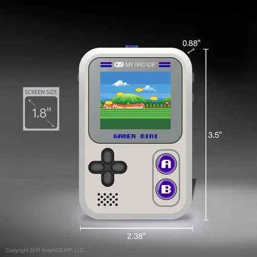 Vista 6 de My Arcade Gamer Mini Classic-Purple: juegos para niños, sistema de juegos de mano en miniatura equipado con 160 juegos, pantalla a color de 1.8