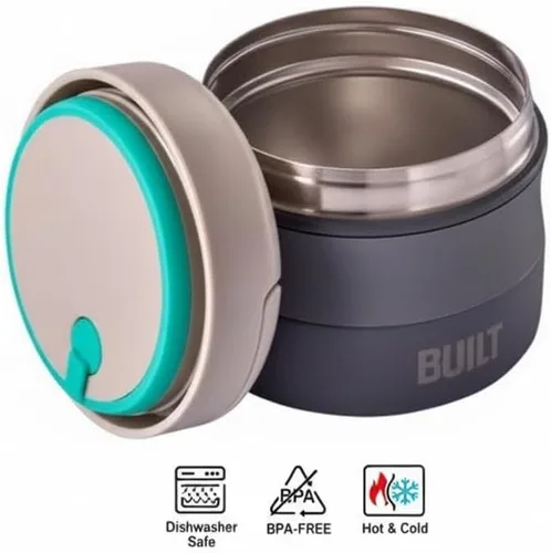 Vista 7 de Construido - Tarro de comida de boca ancha de 12 oz - Pizarra - Negro Gris
