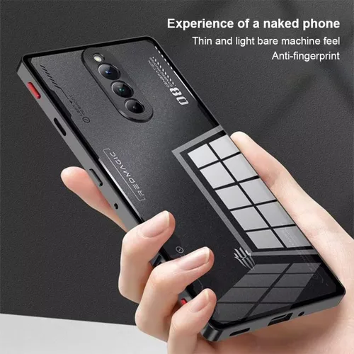 Vista 5 de QUIETIP Funda compatible con Red Magic 8 Pro / 8S Pro con protector de pantalla, marco de metal + cubierta trasera de vidrio templado transparente