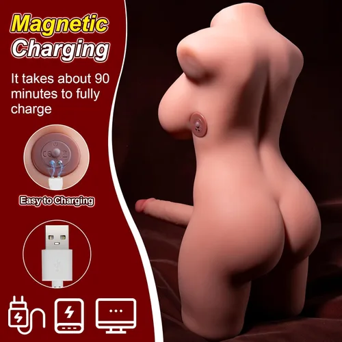 Vista 2 de Muñeca sexual transexual con consolador de empuje, muñecas sexuales AUSLOVE con gran polla realista de 7.1 pulgadas y anal apretado, masturbador